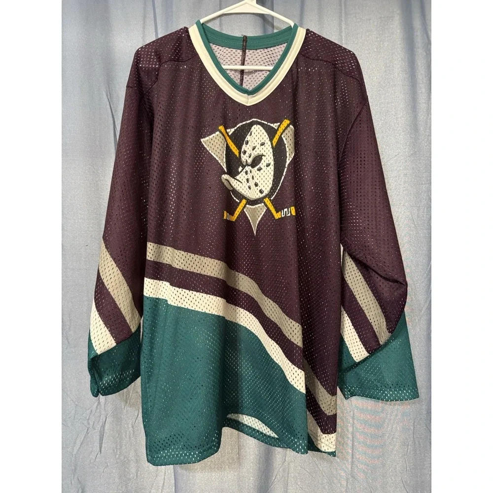 Vintage Disney Anaheim Mighty Ducks Large CCM Mesh Hockey Shirt 1993